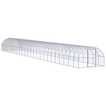 vidaXL Outdoor Chicken Coop 3x24x2 m Galvanised Steel Garden Poultry House