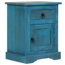 vidaXL Solid Mango Wood Bedside Table 40x30x50cm Blue Bedroom Nightstand Unit