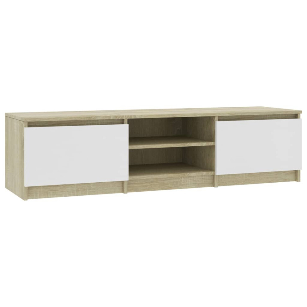 vidaXL TV Cabinet Engineered Wood White and Sonoma Oak TV Unit Media Centre