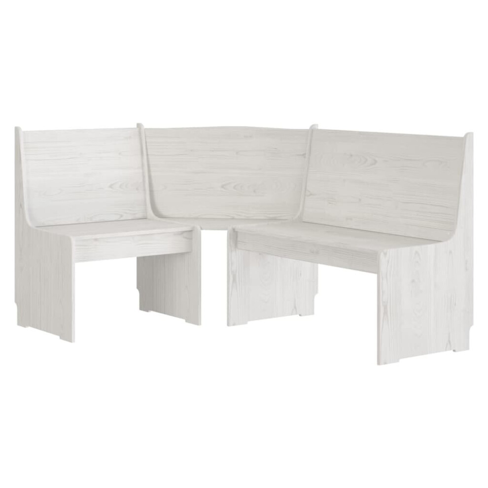 vidaXL Solid Wood Pine Corner Bench White Wooden Lounge Seat Seating Furniture