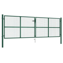 vidaXL Maschen-Gartentor aus Stahl 400 x 125 cm Grün