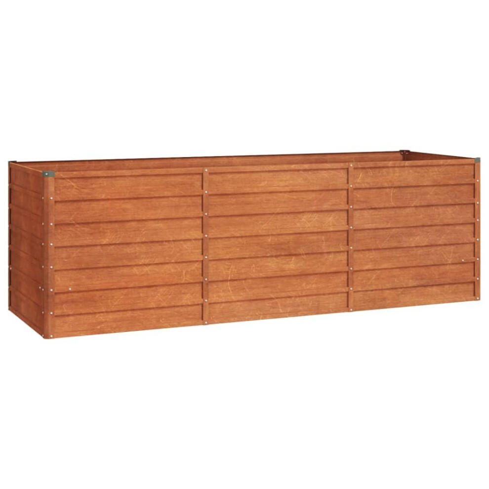 vidaXL Corten Steel Raised Garden Bed 77 x 240 x 80cm - Brown - Image 3