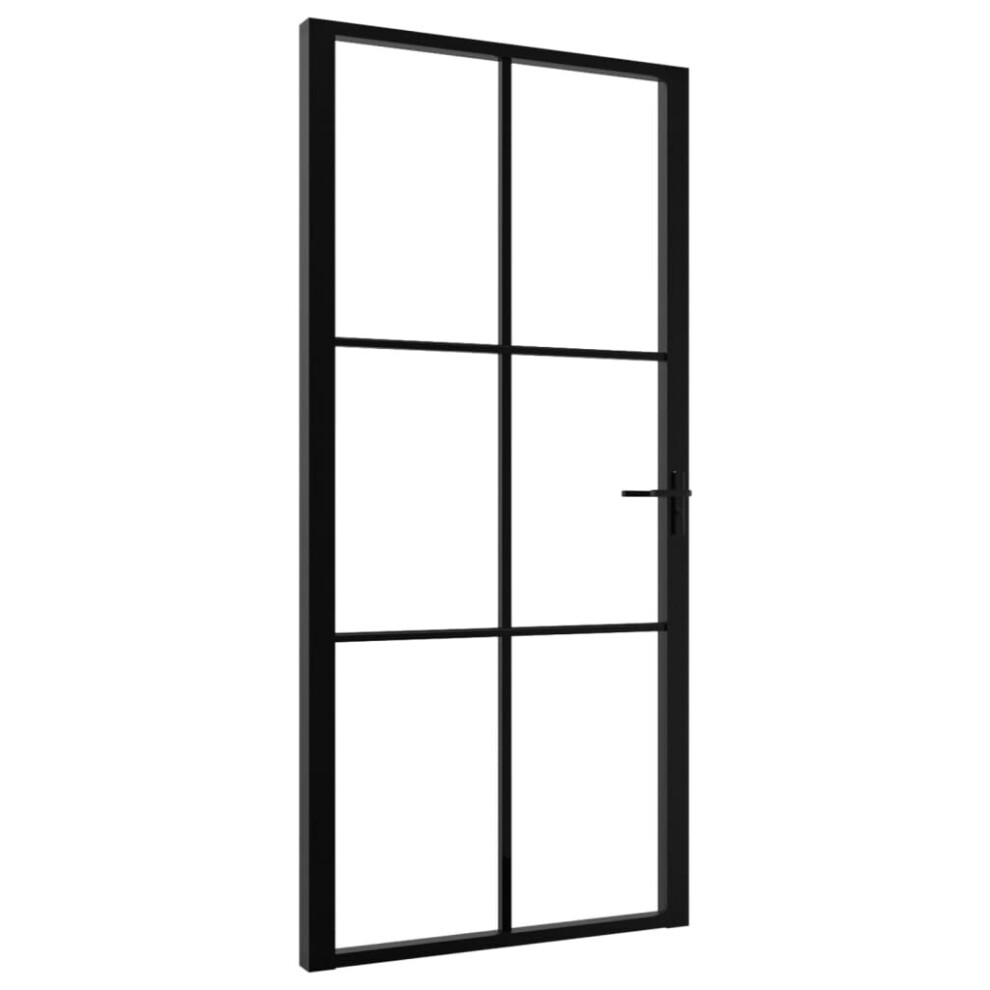 vidaXL Interior Door Barn Door Sliding Door ESG Glass and Aluminium Black