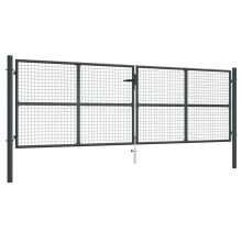 vidaXL Maschen-Gartentor verzinkter Stahl 400 x 125 cm Grau
