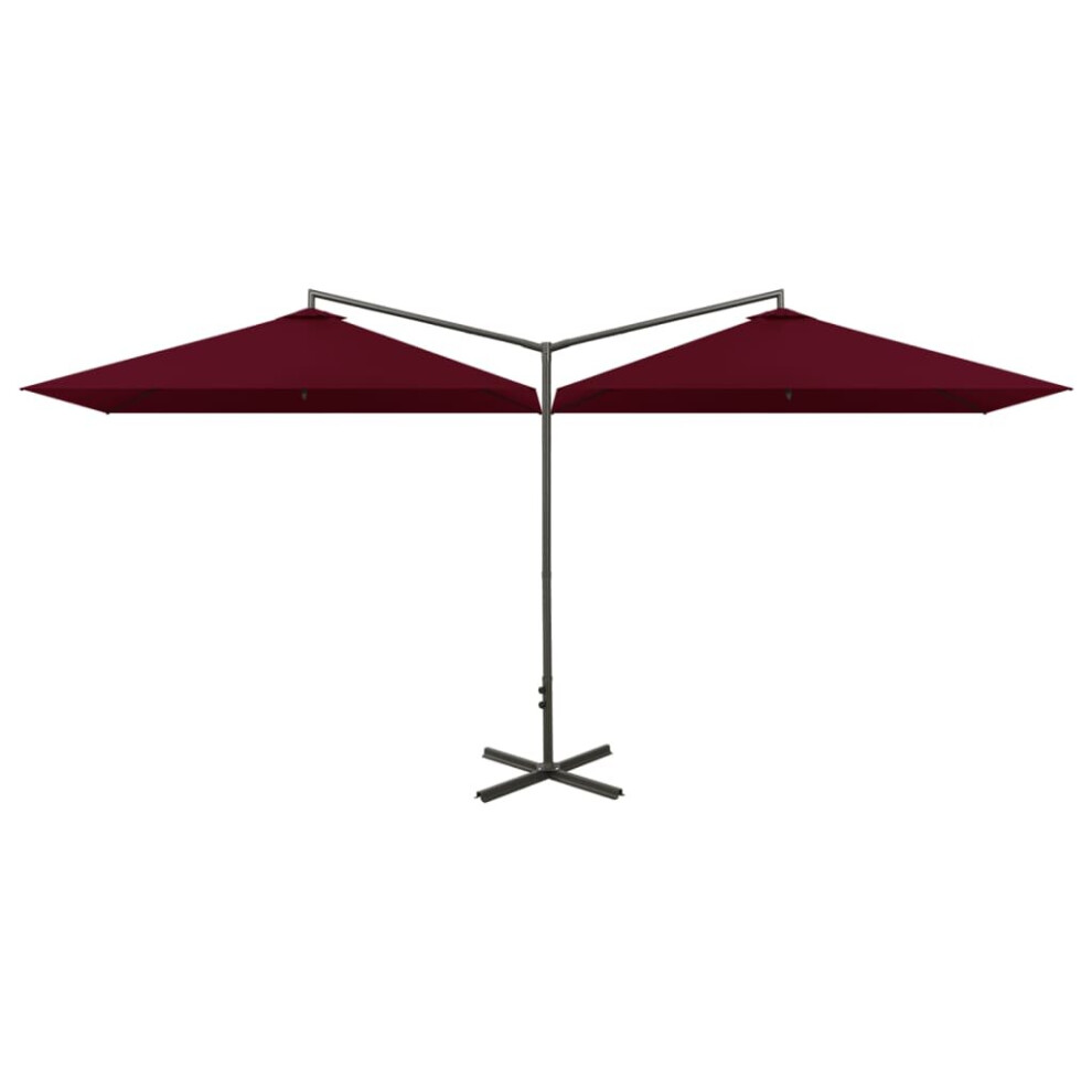 vidaXL Double Parasol with Steel Pole Bordeaux Red 600x300 cm Outdoor Umbrella