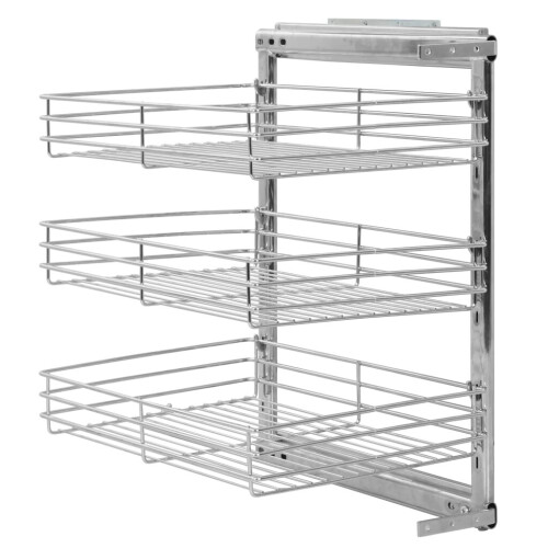 VidaXL vidaXL 3-Tier Pull-out Kitchen Wire Basket Silver 47x35x56cm Rack Organiser 2