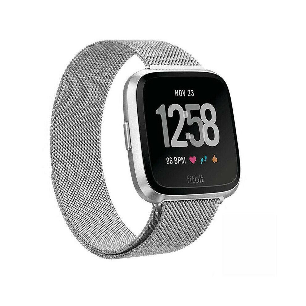 For Fitbit Versa 2/Versa/LITE Strap Milanese Wrist Band Stainless Steel Magnetic[Small (5.5"-7.1"),Silver]