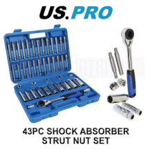 US PRO Tools 43pc Shock Absorber Strut Nut Go-thru Socket & Ratchet Set 7148