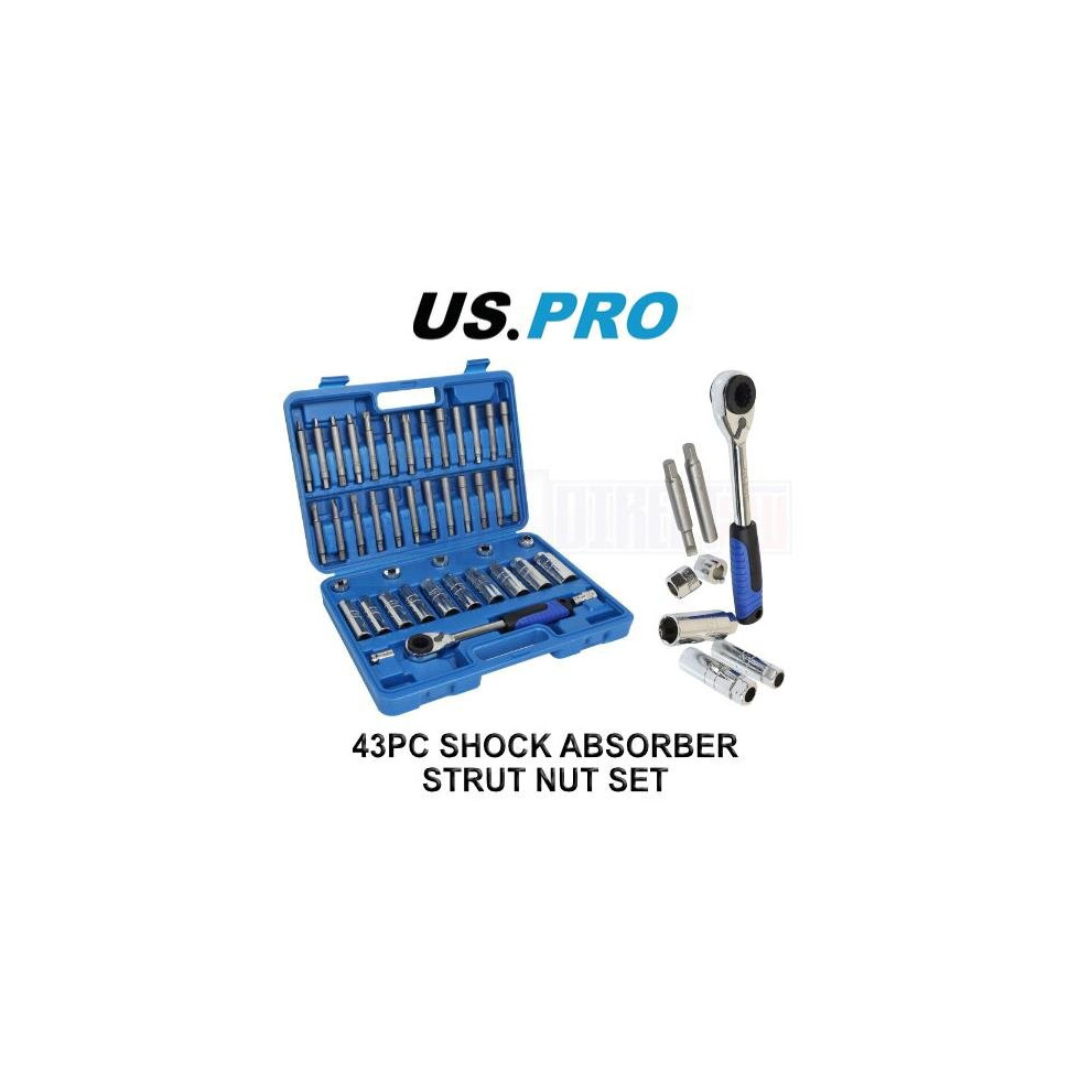 US PRO Tools 43pc Shock Absorber Strut Nut Go-thru Socket & Ratchet Set 7148