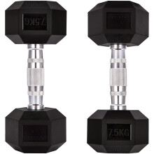 (7.5 kg, Pair) GYM MASTER Hex Dumbbells Rubber Encased 1-30kg Cast Iron Weight Lift Set Pair