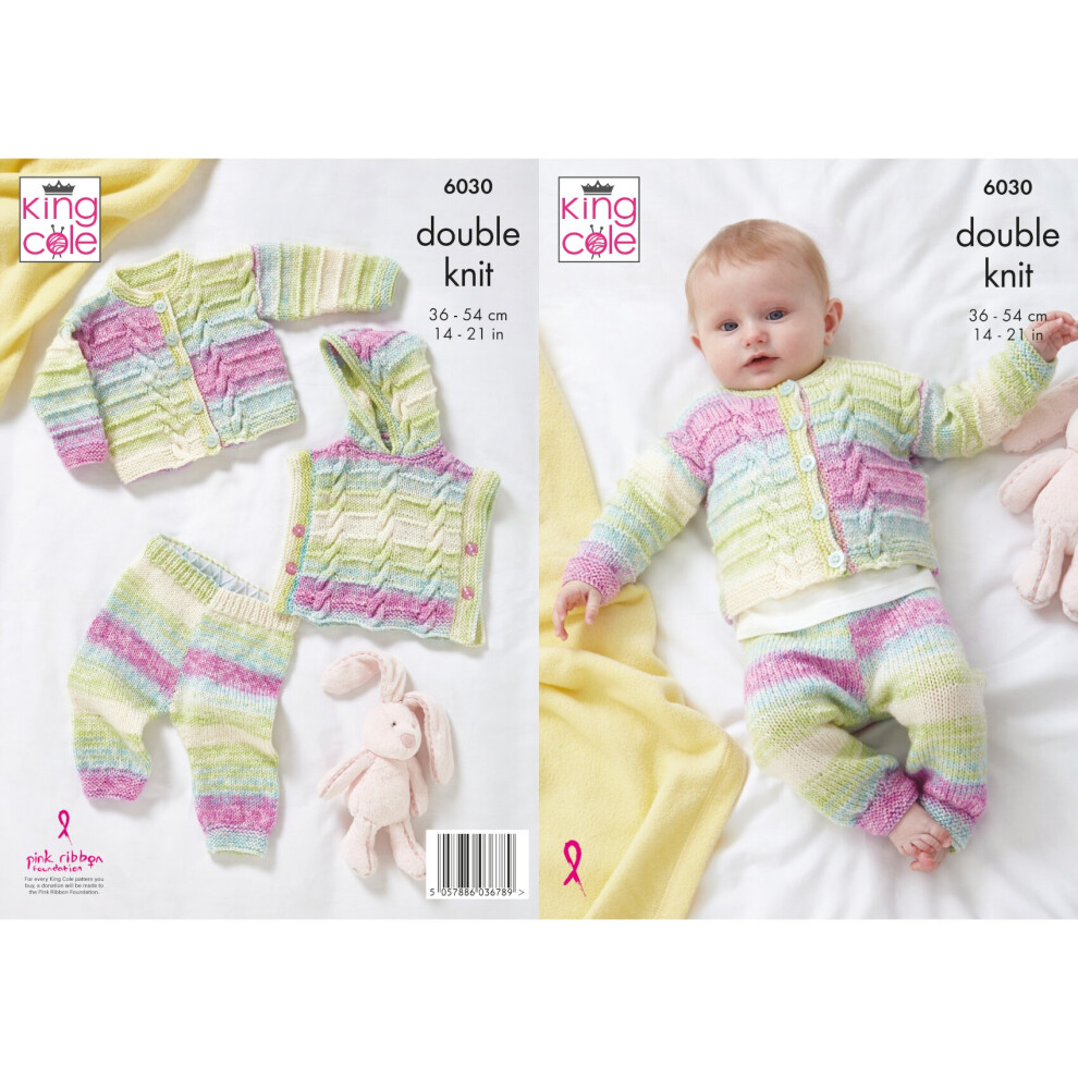 King Cole 6030 DK Knitting Pattern Baby Hoody Cardigan Leggings