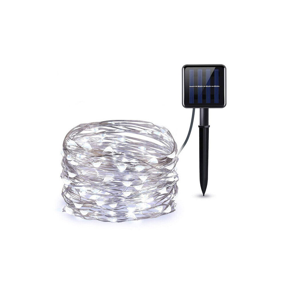 (White, 200LED) 10M 20M 30M LED Solar String Lights Waterproof Copper Wire Fairy Outdoor Garden