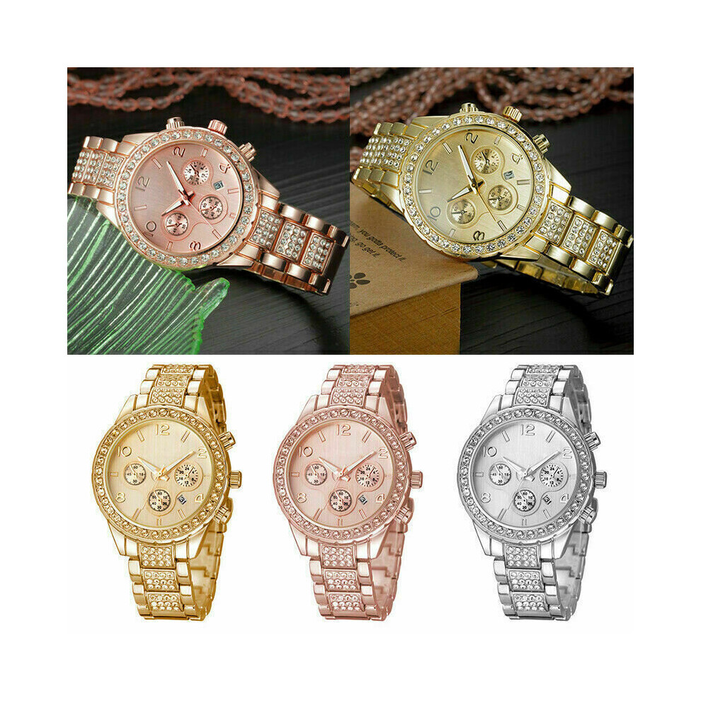 Olymdo (Rose ) Crystal Diamante Women Quartz Ladies Wrist Watches Fashion Rhinestone Watch Gift Gold