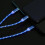 (Blue) 3 in 1 Charger Charging Cable USB Cord LED Light Up for iPhone Android Samsung 3