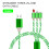 (Green) 3 in 1 Charger Charging Cable USB Cord LED Light Up for iPhone Android Samsung 3