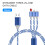 (Blue) 3 in 1 Charger Charging Cable USB Cord LED Light Up for iPhone Android Samsung 4