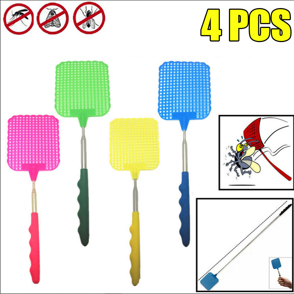 Olymdo 4X Fly Swatter Telescopic Long Extendable 26-60Cm Swat Bug Insect Mosquito Wasp