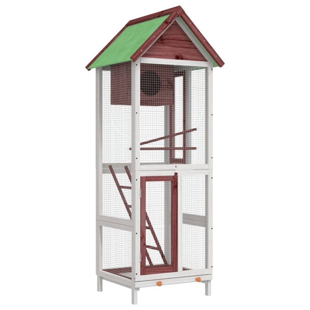(mocha) vidaXL Bird House Wooden Bird Aviary Cage Finch Martin House Solid Wood Pine