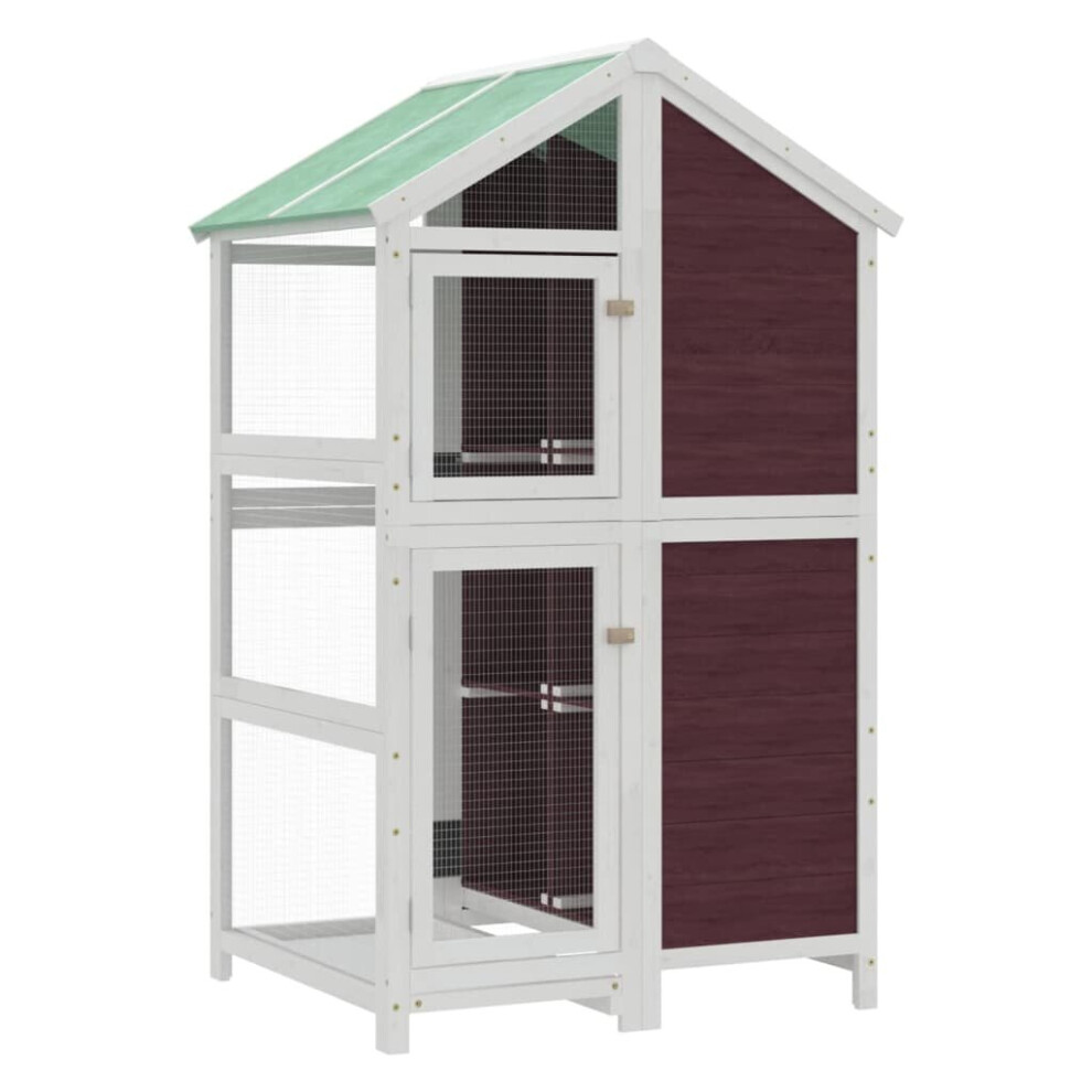 Vidaxl (Mocha) Bird House Wooden Bird Aviary Cage Finch Martin House Solid Wood Pine
