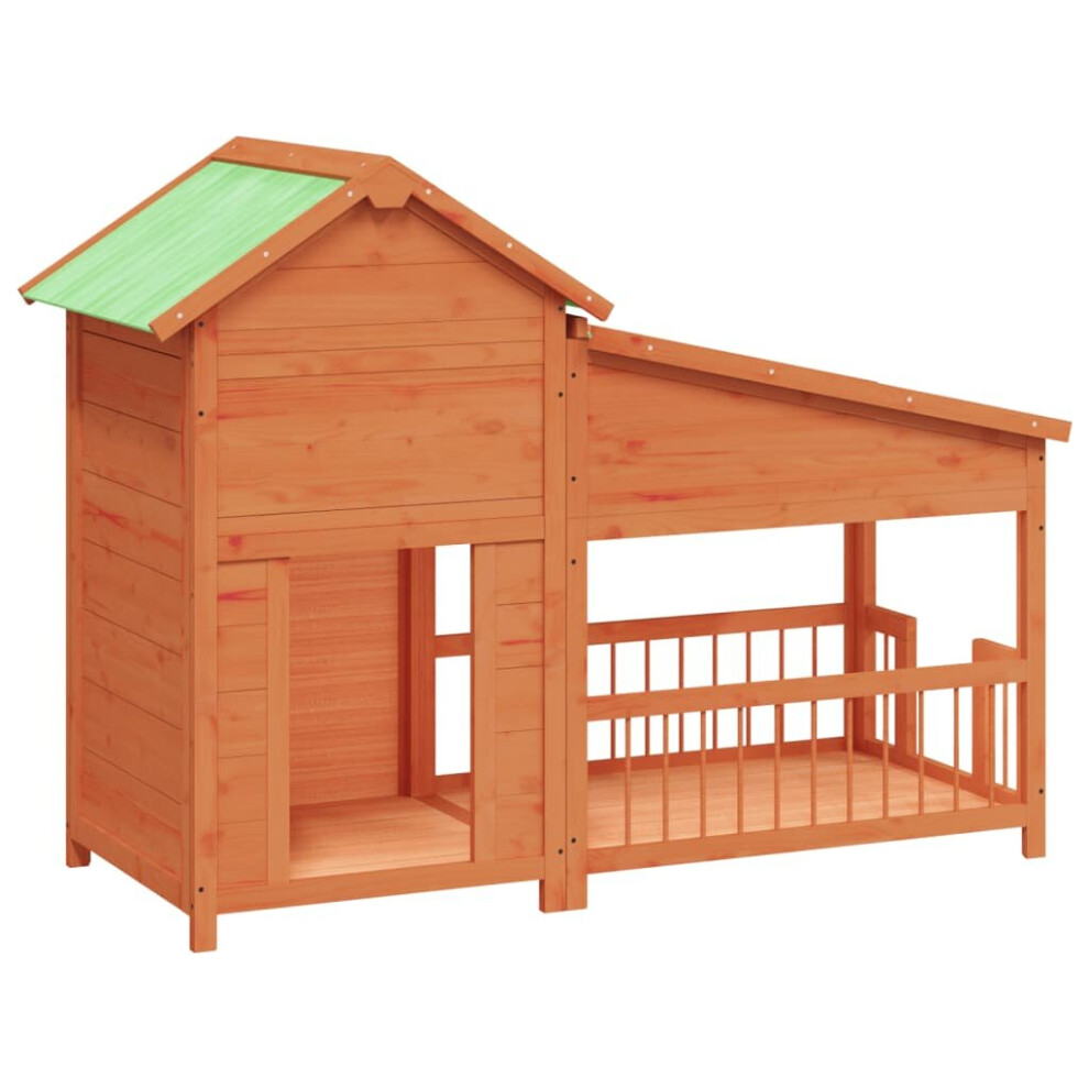 Vidaxl (Brown) Dog Kennel Wooden Pet House Animal Crate Dog Enclosure Solid Wood Pine