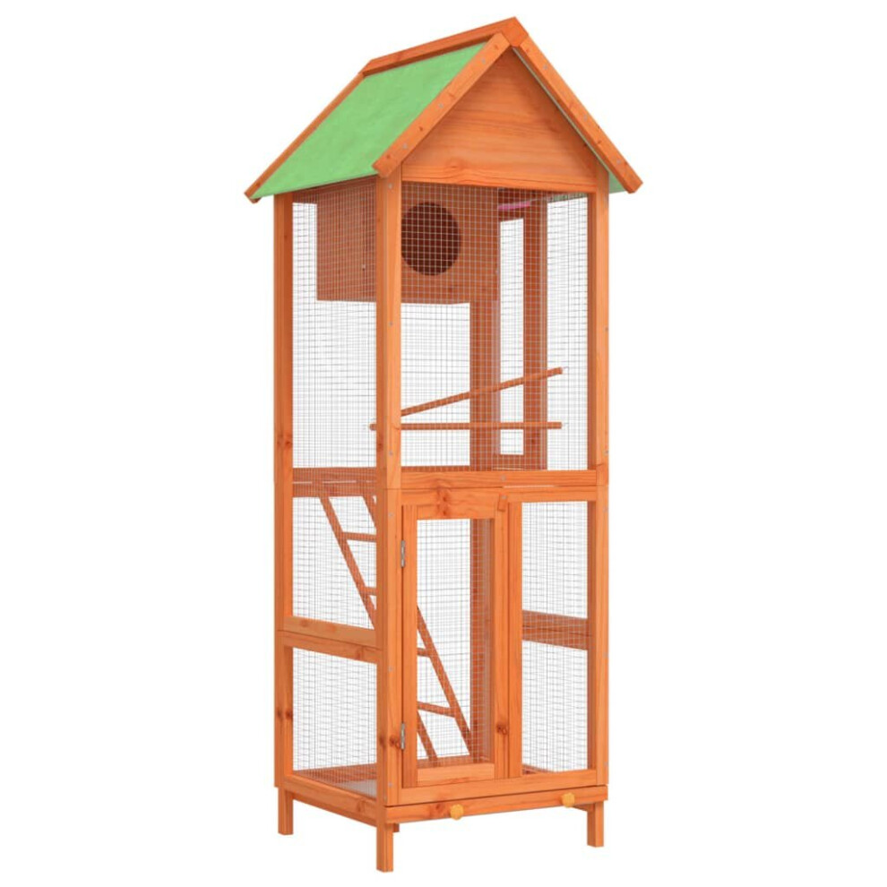 (brown) vidaXL Bird House Wooden Bird Aviary Cage Finch Martin House Solid Wood Pine