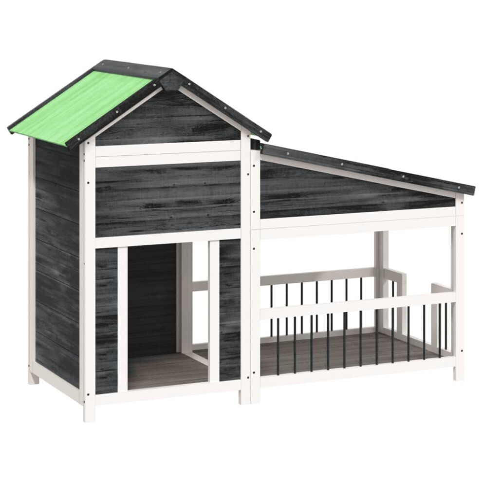 Vidaxl (Grey) Dog Kennel Wooden Pet House Animal Crate Dog Enclosure Solid Wood Pine