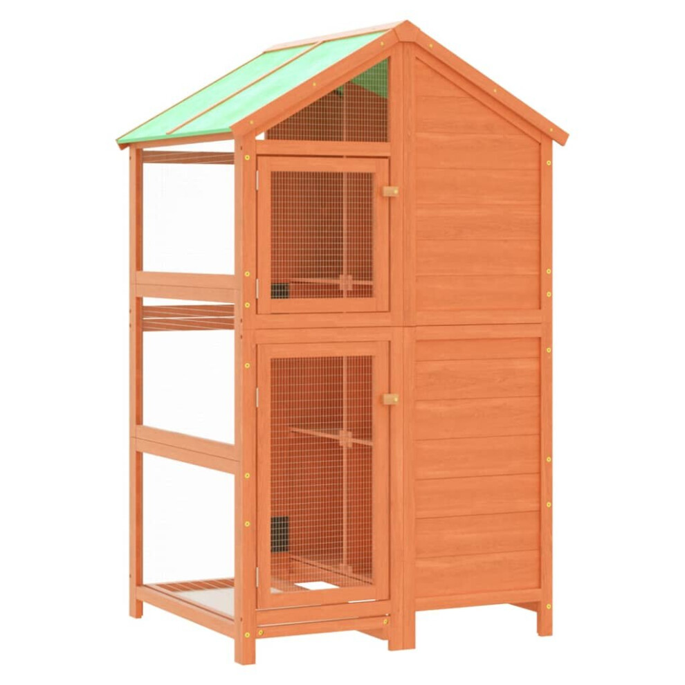 Vidaxl (Brown) Bird House Wooden Bird Aviary Cage Finch Martin House Solid Wood Pine Brown