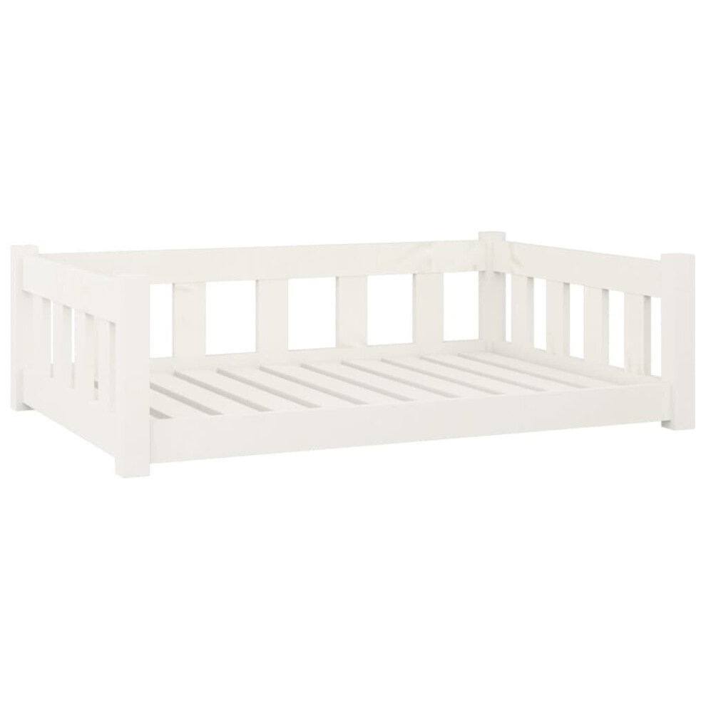 vidaXL Dog Bed Pet Bed Dog Sofa Wooden Frame Kennel White Solid Wood Pine