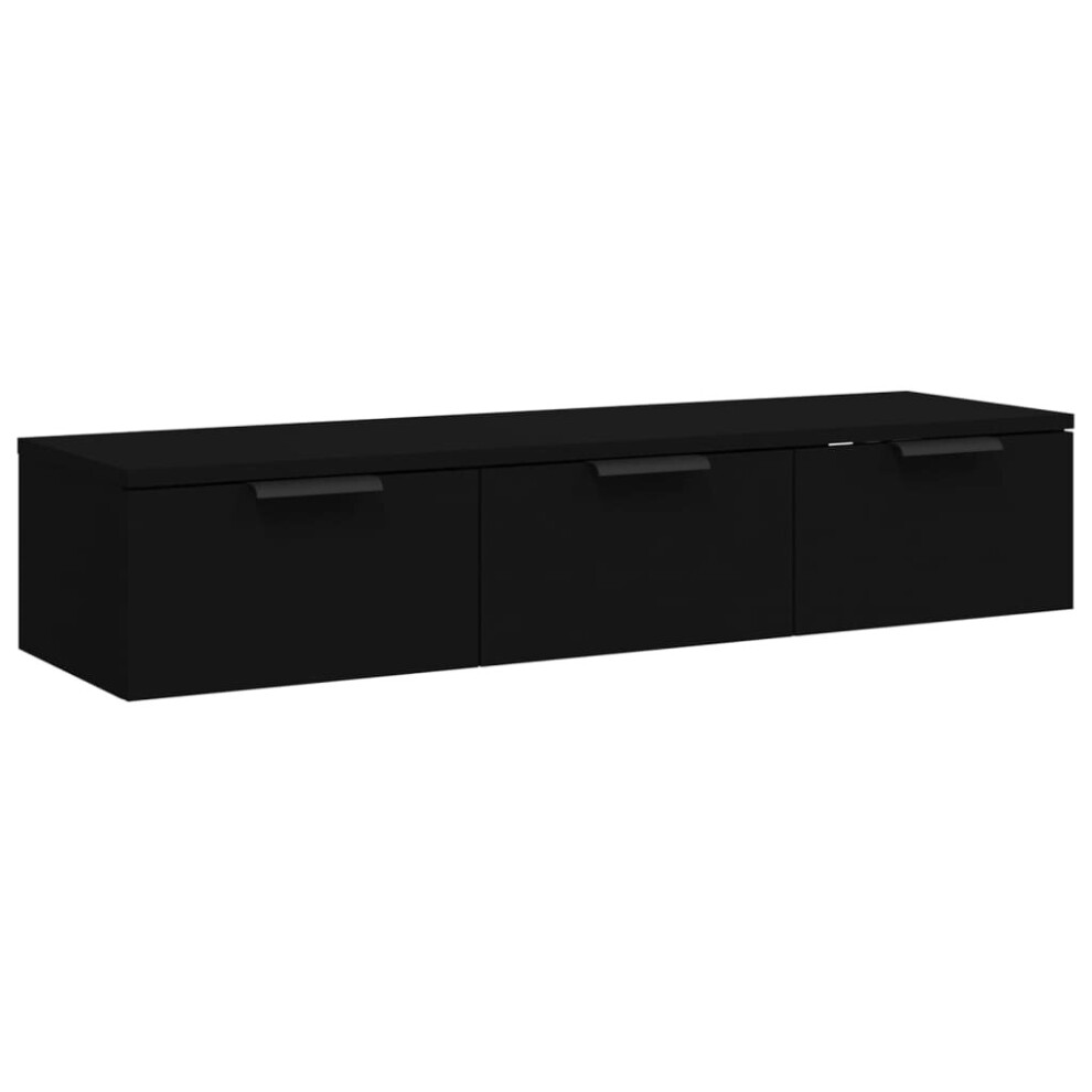 vidaXL Wall Cabinet Wall Shelf Floating Storage Cabinet Black Engineered Wood