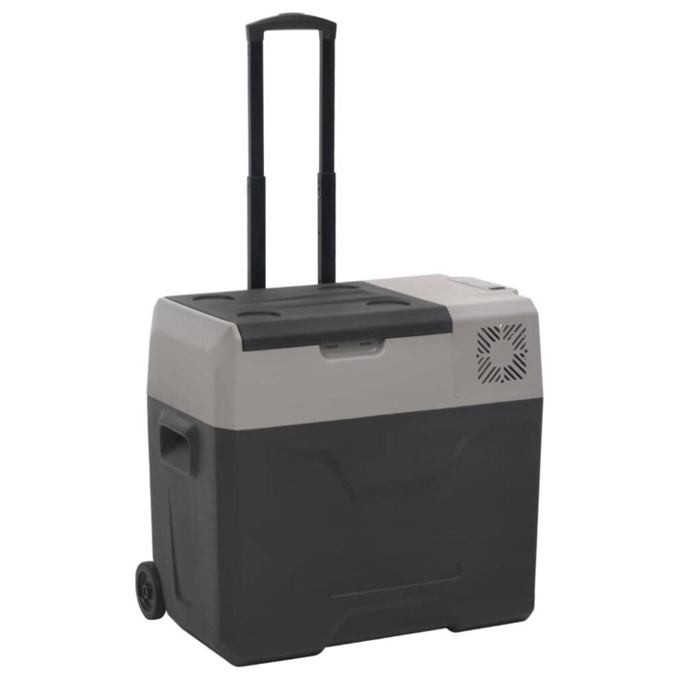 (50 l, without adapter) vidaXL Cool Box with Wheel and Handle Car Fridge Black and Grey Polypropylene