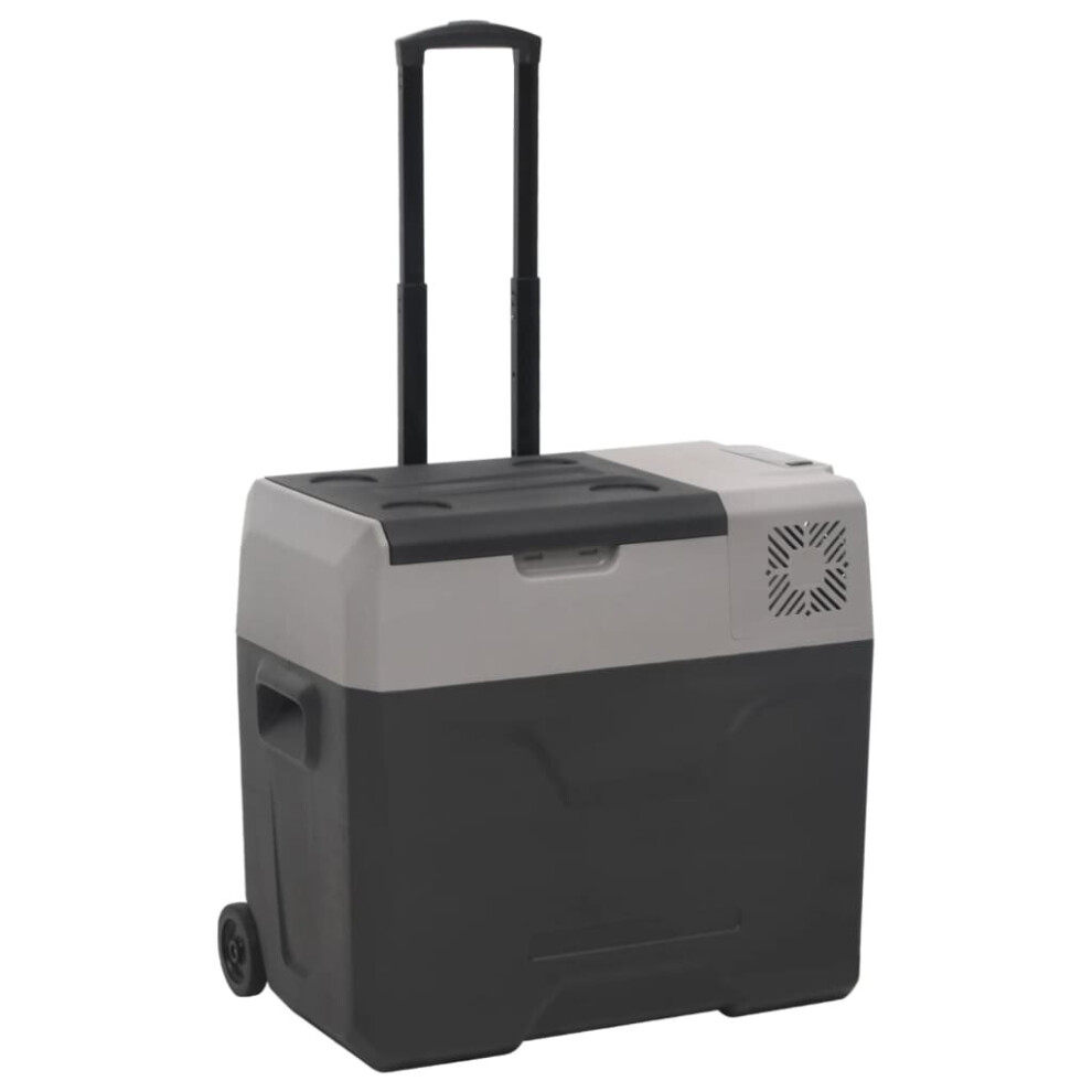 (30 l, without adapter) vidaXL Cool Box with Wheel and Handle Car Fridge Black and Grey Polypropylene