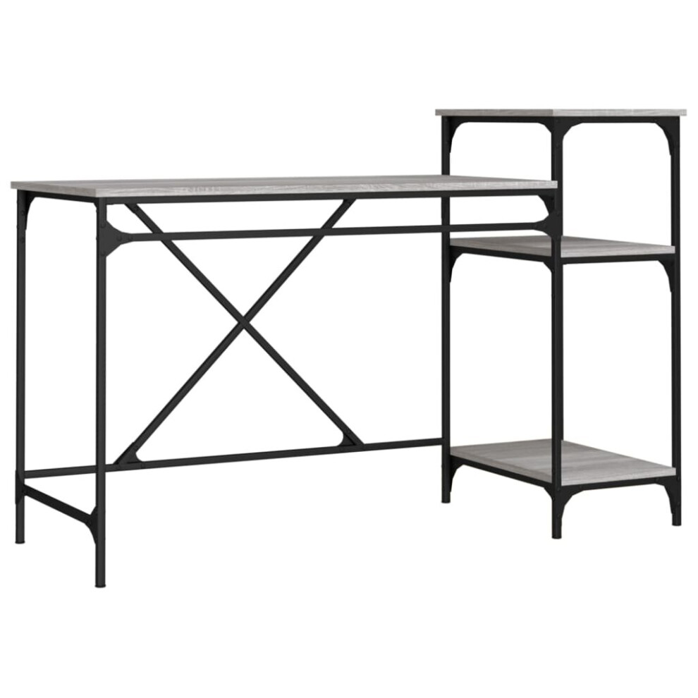 Vidaxl (Grey Sonoma, 135 X 50 X 90 Cm) Desk Study Desk Computer Table Office Work Desk Engineered Wood&Iron