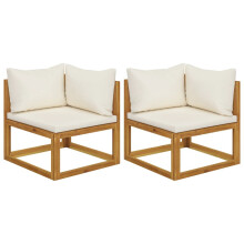 (cream, corner sofa) vidaXL Sofa Set Outdoor Wooden Lounge Set with Cushions Solid Wood Acacia