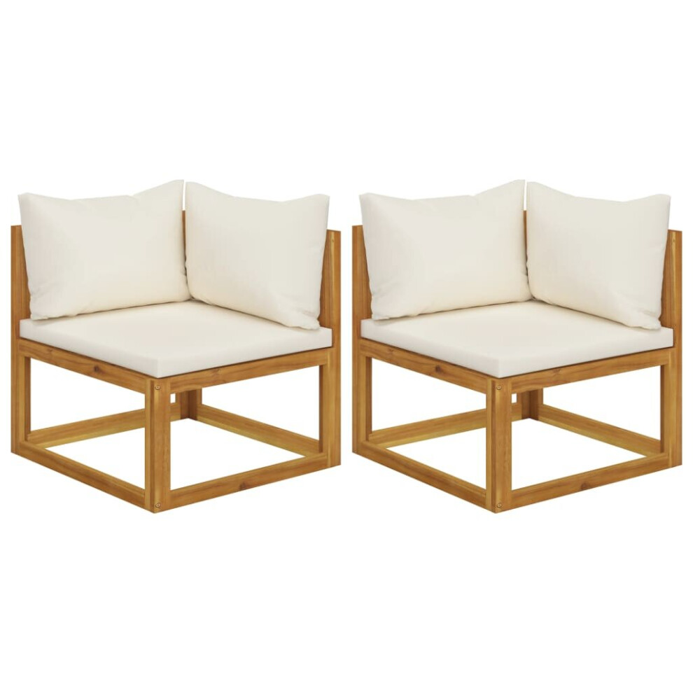 Vidaxl (, Corner Sofa) Sofa Set Outdoor Wooden Lounge Set With Cushions Solid Wood Acacia Cream