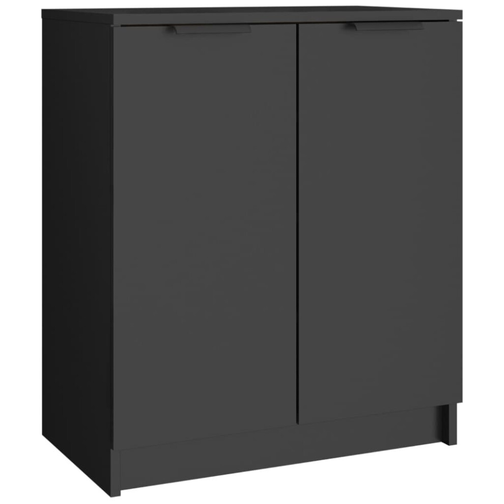 vidaXL Black Engineered Wood 2-Door Shoe Cabinet, 59x35x70 cm - Sturdy Shoe Rack with Spacious Storage