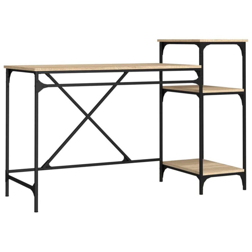 Vidaxl (Sonoma Oak, 135 X 50 X 90 Cm) Desk Study Desk Computer Table Office Work Desk Engineered Wood&Iron