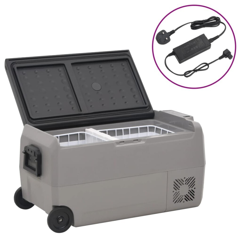 (36 l, with adapter) vidaXL Cool Box with Wheel and Handle Ice Box Cooler Black and Grey PP&PE