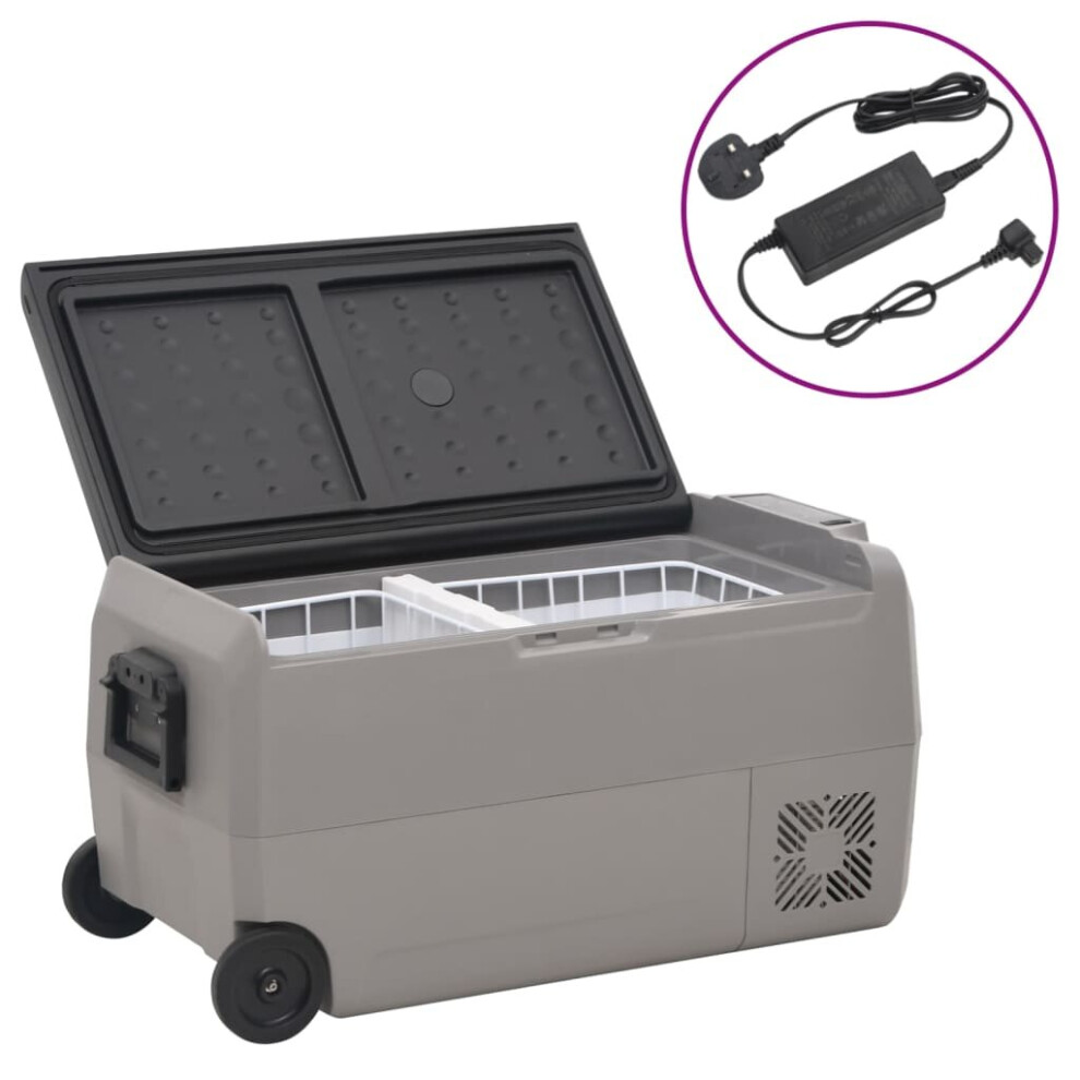 (50 l, with adapter) vidaXL Cool Box with Wheel and Handle Ice Box Cooler Black and Grey PP&PE