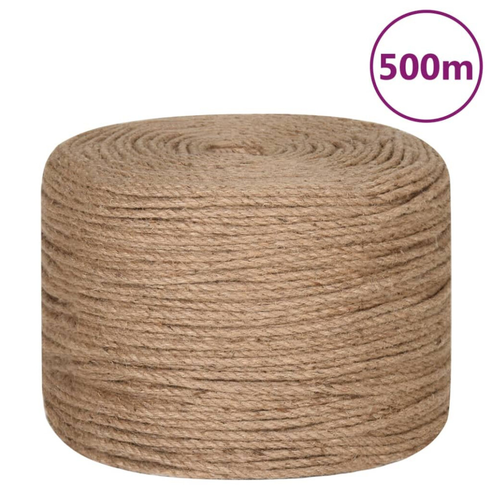 (4 mm x 500 m) vidaXL Rope 100% Jute Natural Hemp Cord Sisal Rope Multi Purpose Rope Cable