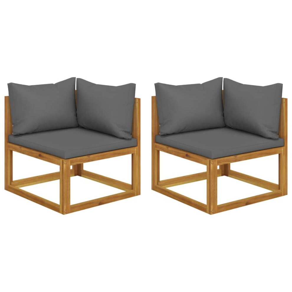 Vidaxl (Dark Corner Sofa) Sofa Set Outdoor Wooden Lounge Set With Cushions Solid Wood Acacia Grey