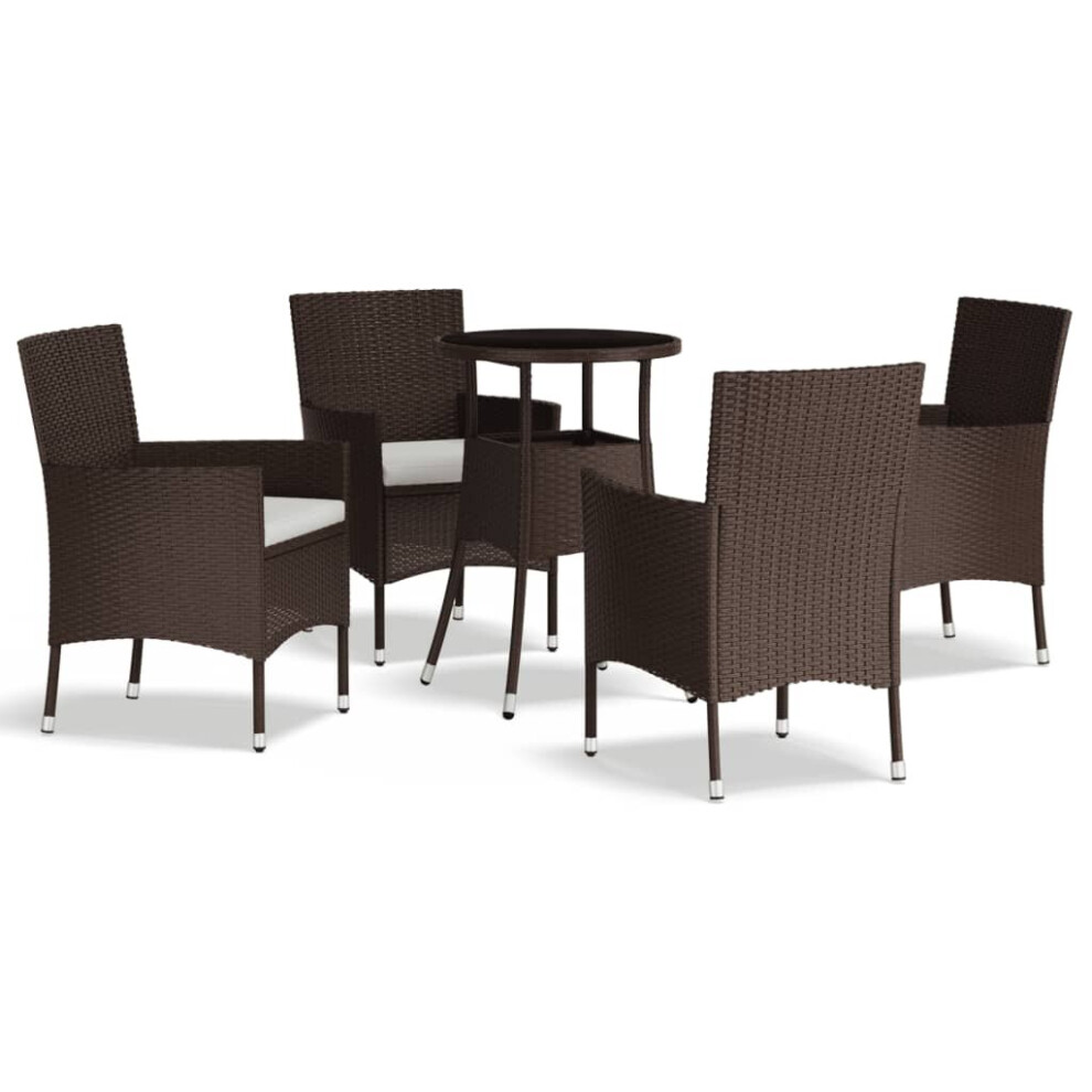 Vidaxl (5 Pcs) Garden Bistro Set With Cushions Outdoor Dining Set Bar Set Poly Rattan