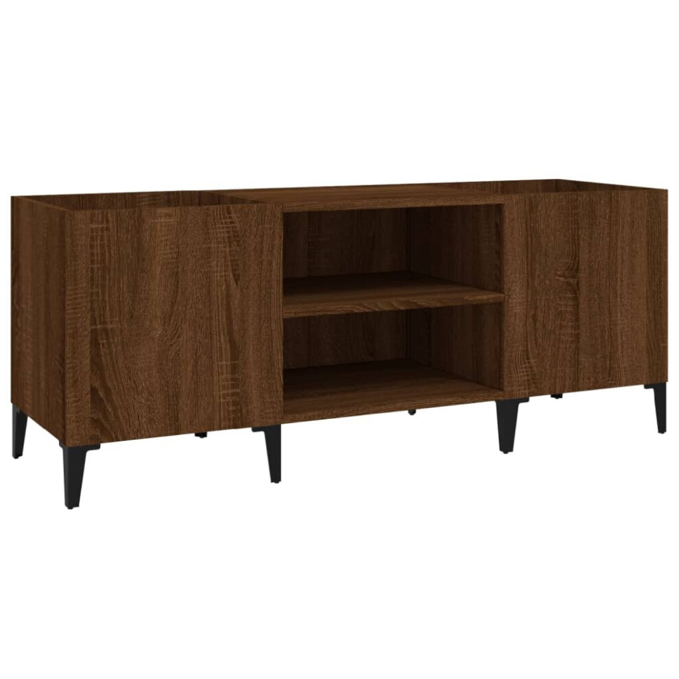 Vidaxl ( Oak, 121 X 38 X 48 Cm) Record Cabinet Office Vinyl Storage Cabinet Sideboard Engineered Wood Brown