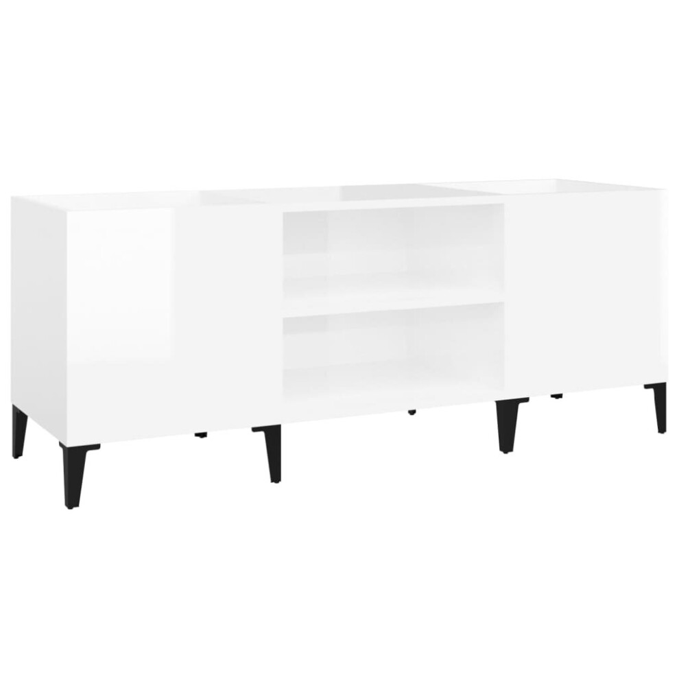 Vidaxl (High Gloss White, 121 X 38 X 48 Cm) Record Cabinet Office Vinyl Storage Cabinet Sideboard Engineered Wood