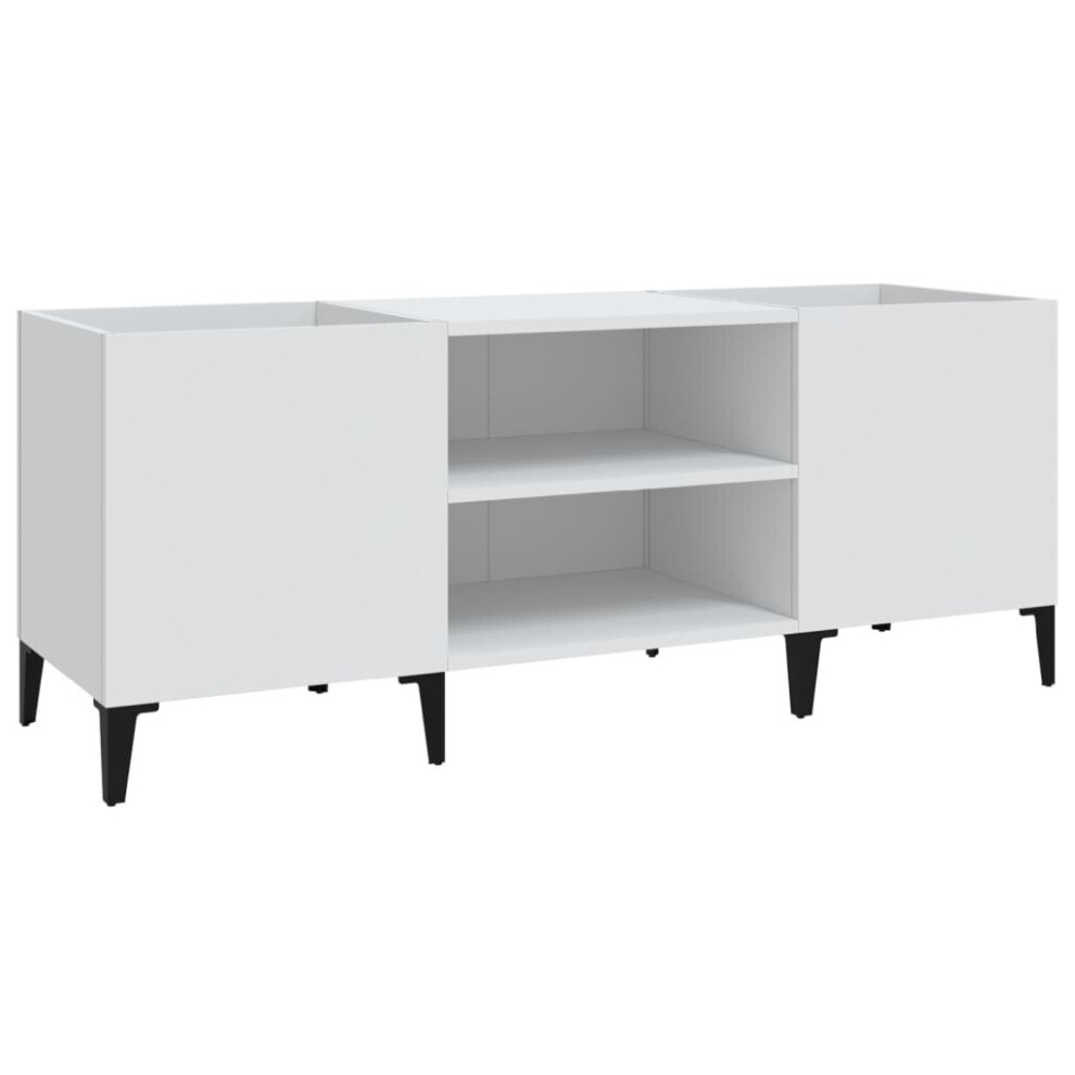 VIDAXL 2 Shelf Record Cabinet White Wood - Image 2