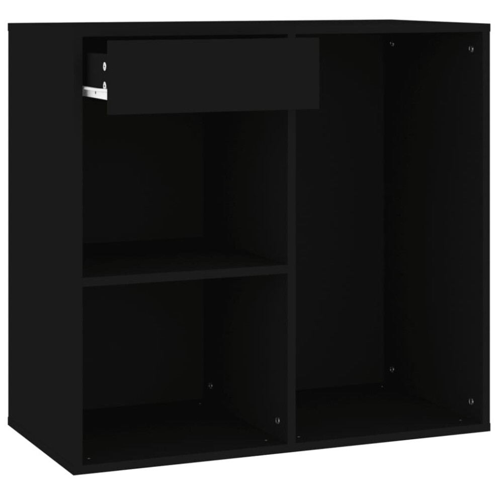 Vidaxl Cosmetic Cabinet Dressing Storage Makeup Cupboard Black Engineered Wood
