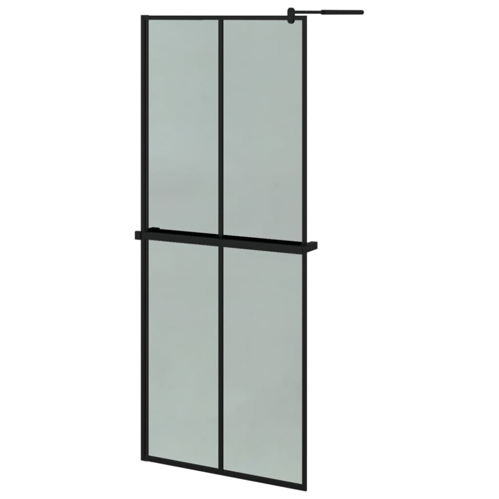 (black, 80 x 195 cm/2x2 grids) vidaXL Walk-in Shower Wall Bath Enclosure with Shelf ESG Glass and Aluminium