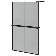 (black, 118 x 190 cm/2x2 grids) vidaXL Walk-in Shower Wall Bath Enclosure with Shelf ESG Glass and Aluminium