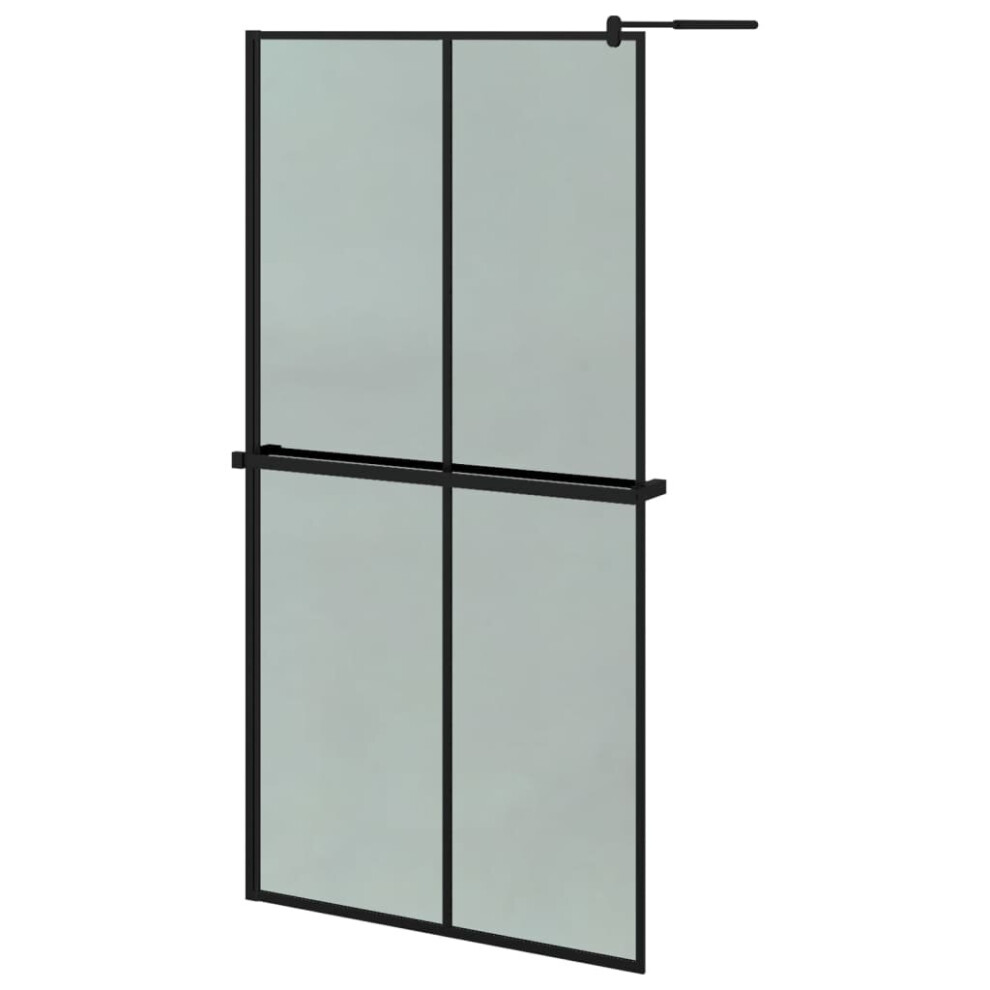 (black, 100 x 195 cm/2x2 grids) vidaXL Walk-in Shower Wall Bath Enclosure with Shelf ESG Glass and Aluminium