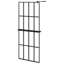 (transparent, 80 x 195 cm/4x4 grids) vidaXL Walk-in Shower Wall Bath Enclosure with Shelf ESG Glass and Aluminium