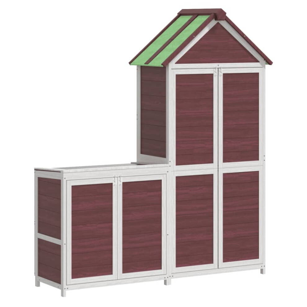 (mocha) vidaXL Garden Tool Shed Set Tool Organiser Sentry Shed 2 Piece Solid Wood Pine